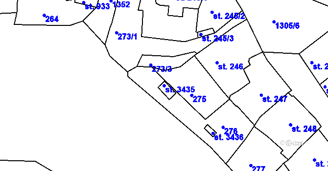Parcela st. 3435 v KÚ Český Krumlov, Katastrální mapa