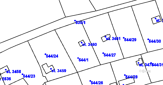 Parcela st. 3460 v KÚ Český Krumlov, Katastrální mapa