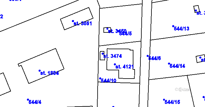 Parcela st. 3474 v KÚ Český Krumlov, Katastrální mapa