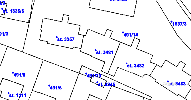 Parcela st. 3481 v KÚ Český Krumlov, Katastrální mapa