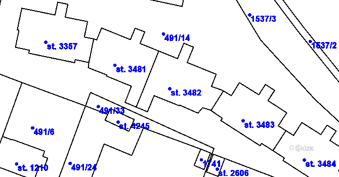 Parcela st. 3482 v KÚ Český Krumlov, Katastrální mapa