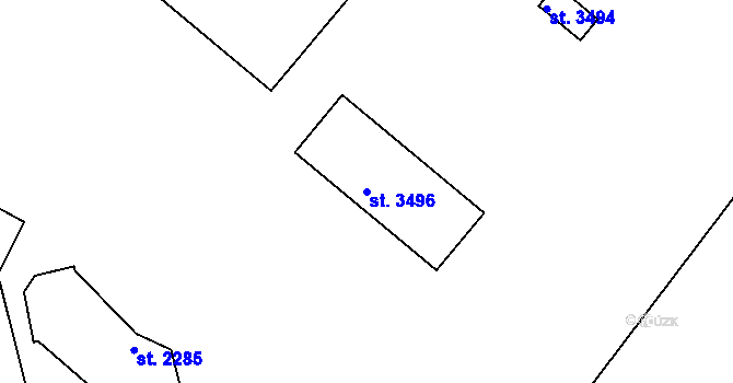 Parcela st. 3496 v KÚ Český Krumlov, Katastrální mapa