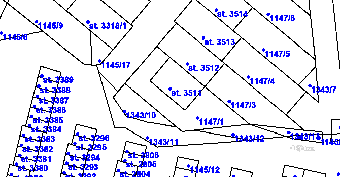 Parcela st. 3511 v KÚ Český Krumlov, Katastrální mapa