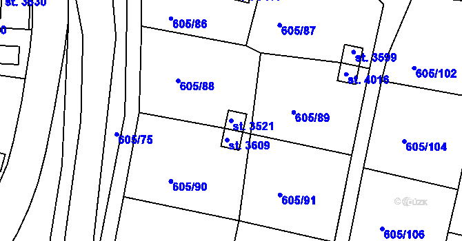 Parcela st. 3521 v KÚ Český Krumlov, Katastrální mapa