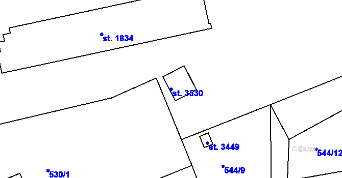 Parcela st. 3530 v KÚ Český Krumlov, Katastrální mapa