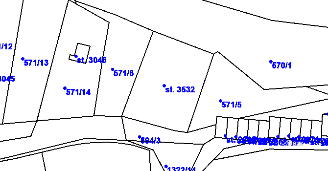Parcela st. 3532 v KÚ Český Krumlov, Katastrální mapa