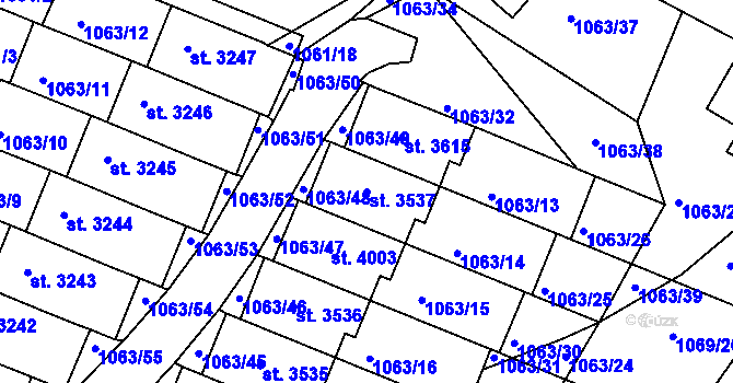 Parcela st. 3537 v KÚ Český Krumlov, Katastrální mapa