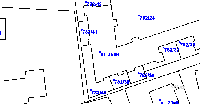 Parcela st. 3619 v KÚ Český Krumlov, Katastrální mapa