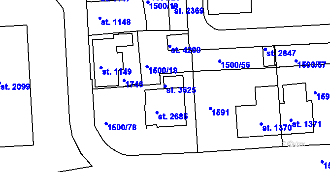 Parcela st. 3625 v KÚ Český Krumlov, Katastrální mapa