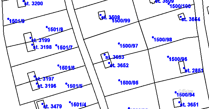 Parcela st. 3653 v KÚ Český Krumlov, Katastrální mapa