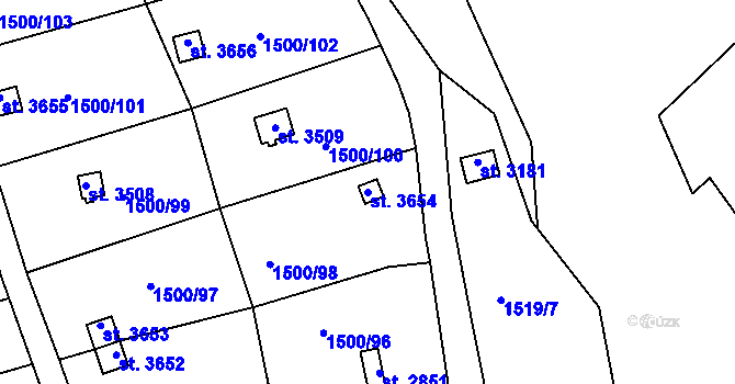 Parcela st. 3654 v KÚ Český Krumlov, Katastrální mapa