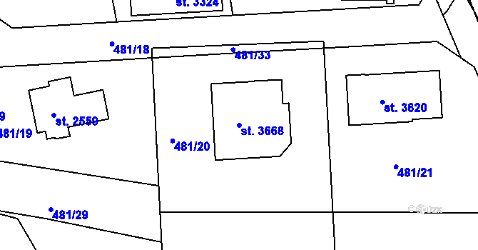 Parcela st. 3668 v KÚ Český Krumlov, Katastrální mapa