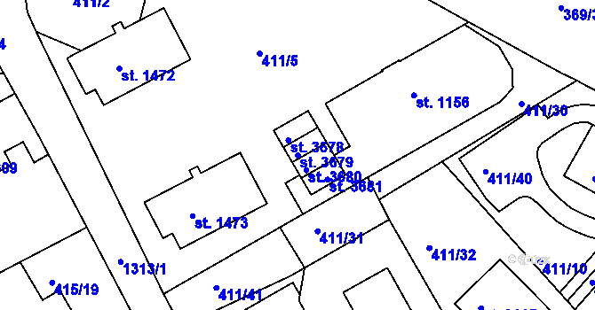 Parcela st. 3679 v KÚ Český Krumlov, Katastrální mapa