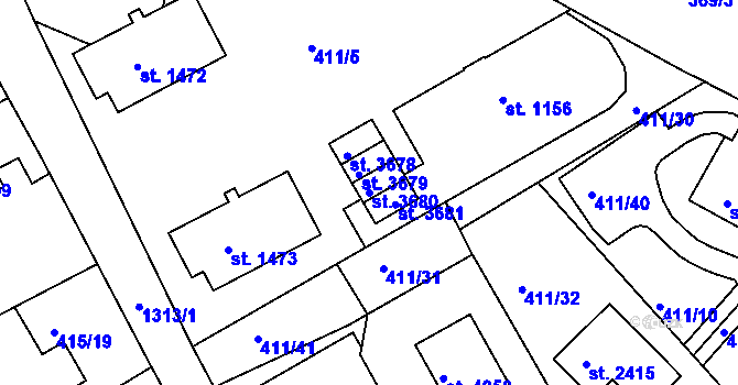 Parcela st. 3680 v KÚ Český Krumlov, Katastrální mapa