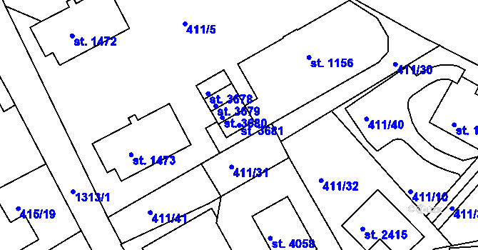 Parcela st. 3681 v KÚ Český Krumlov, Katastrální mapa