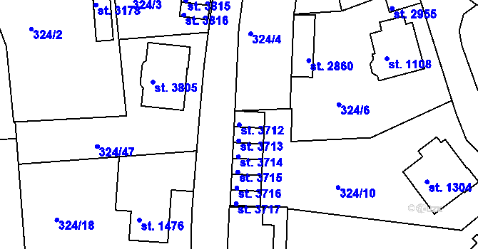 Parcela st. 3712 v KÚ Český Krumlov, Katastrální mapa