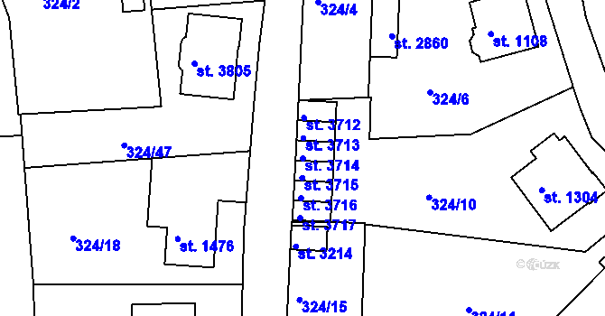 Parcela st. 3714 v KÚ Český Krumlov, Katastrální mapa