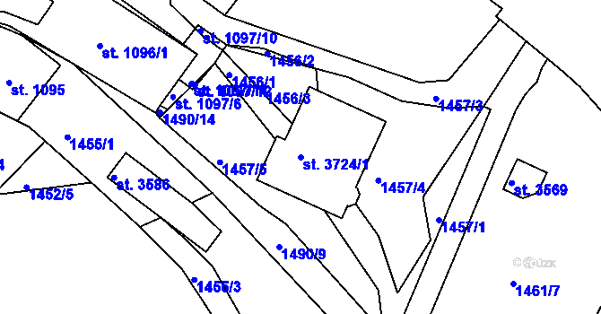 Parcela st. 3724/1 v KÚ Český Krumlov, Katastrální mapa