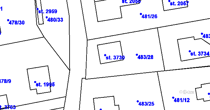 Parcela st. 3730 v KÚ Český Krumlov, Katastrální mapa