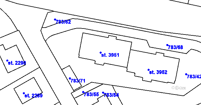 Parcela st. 3951 v KÚ Český Krumlov, Katastrální mapa