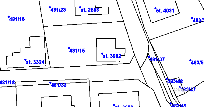 Parcela st. 3962 v KÚ Český Krumlov, Katastrální mapa