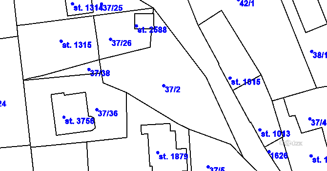 Parcela st. 37/2 v KÚ Český Krumlov, Katastrální mapa
