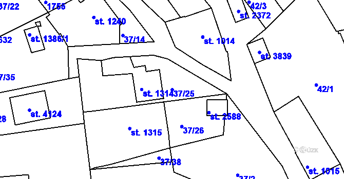Parcela st. 37/25 v KÚ Český Krumlov, Katastrální mapa