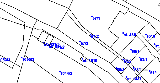 Parcela st. 57/3 v KÚ Český Krumlov, Katastrální mapa