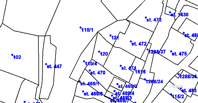 Parcela st. 120 v KÚ Český Krumlov, Katastrální mapa