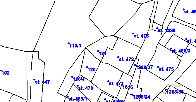 Parcela st. 121 v KÚ Český Krumlov, Katastrální mapa