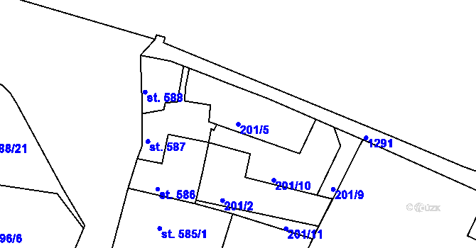 Parcela st. 201/5 v KÚ Český Krumlov, Katastrální mapa