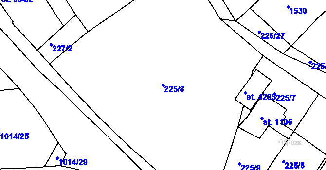 Parcela st. 225/8 v KÚ Český Krumlov, Katastrální mapa