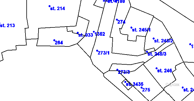 Parcela st. 273/1 v KÚ Český Krumlov, Katastrální mapa
