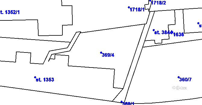 Parcela st. 369/4 v KÚ Český Krumlov, Katastrální mapa
