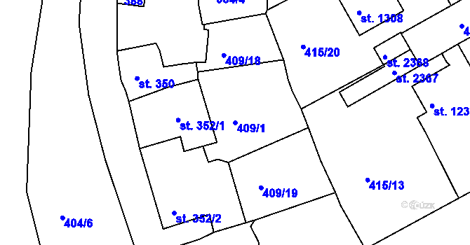 Parcela st. 409/1 v KÚ Český Krumlov, Katastrální mapa