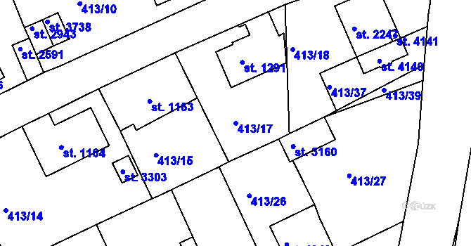 Parcela st. 413/17 v KÚ Český Krumlov, Katastrální mapa