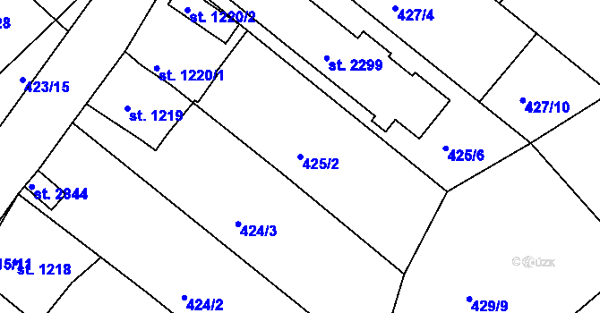 Parcela st. 425/2 v KÚ Český Krumlov, Katastrální mapa