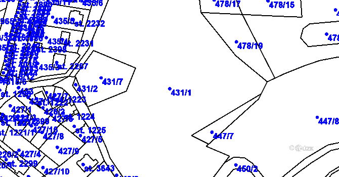 Parcela st. 431/1 v KÚ Český Krumlov, Katastrální mapa