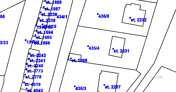 Parcela st. 435/4 v KÚ Český Krumlov, Katastrální mapa