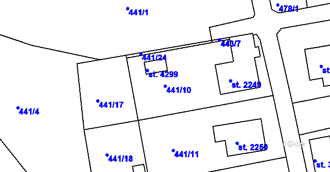 Parcela st. 441/10 v KÚ Český Krumlov, Katastrální mapa