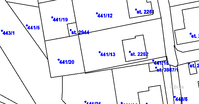 Parcela st. 441/13 v KÚ Český Krumlov, Katastrální mapa