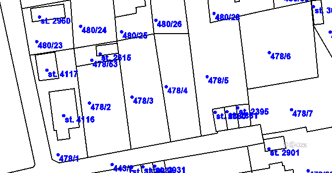 Parcela st. 478/4 v KÚ Český Krumlov, Katastrální mapa