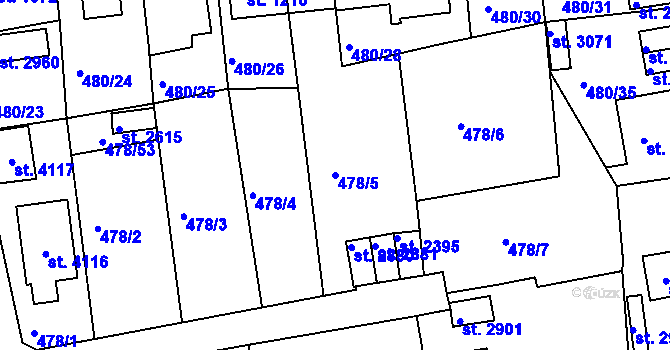 Parcela st. 478/5 v KÚ Český Krumlov, Katastrální mapa