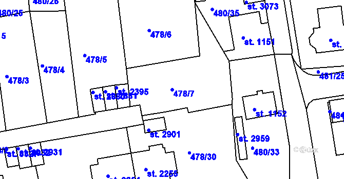Parcela st. 478/7 v KÚ Český Krumlov, Katastrální mapa