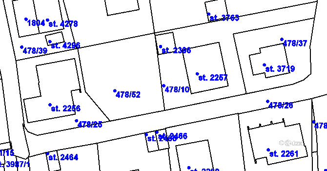 Parcela st. 478/10 v KÚ Český Krumlov, Katastrální mapa