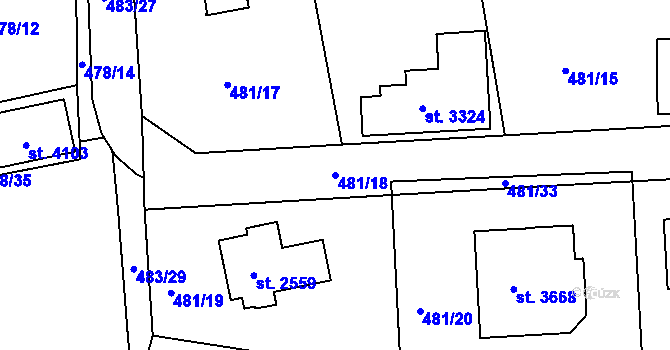 Parcela st. 481/18 v KÚ Český Krumlov, Katastrální mapa