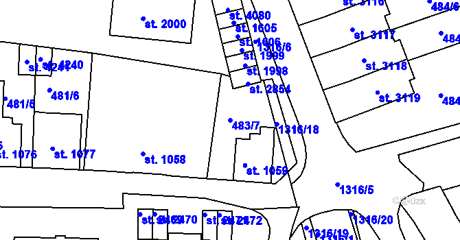 Parcela st. 483/7 v KÚ Český Krumlov, Katastrální mapa