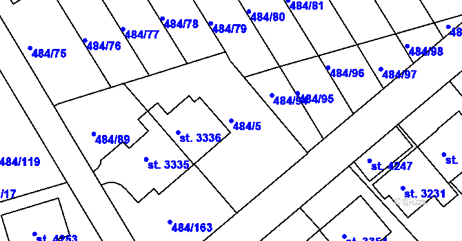 Parcela st. 484/5 v KÚ Český Krumlov, Katastrální mapa