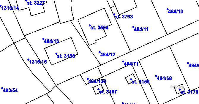 Parcela st. 484/12 v KÚ Český Krumlov, Katastrální mapa