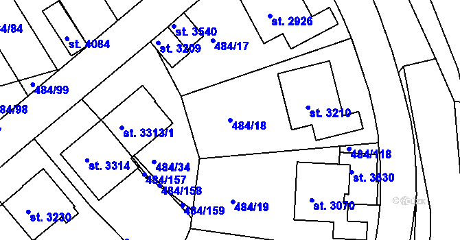 Parcela st. 484/18 v KÚ Český Krumlov, Katastrální mapa